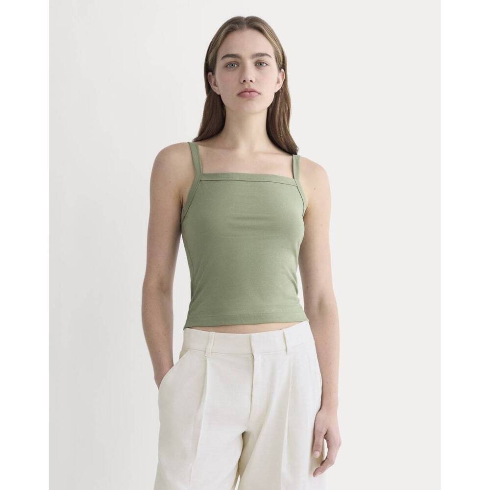 Everlane Women's Essential Square-Neck Tank in Sagebrush, Size Medium, Cotton